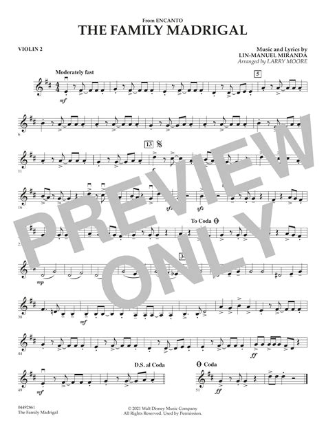 The Family Madrigal (from Encanto) (arr. Larry Moore) - Violin 2 by Lin ...