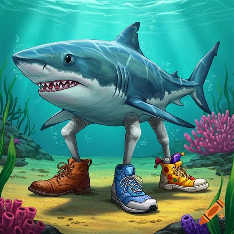 Shark with three legs wearing shoes on Craiyon