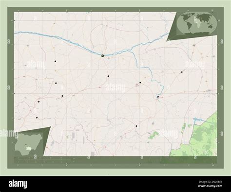 Benue, state of Nigeria. Open Street Map. Locations of major cities of ...