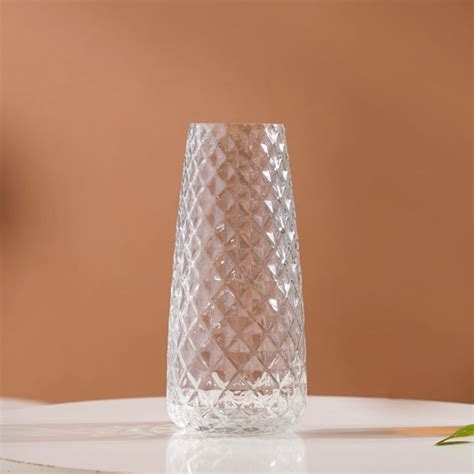 Diamante Clear Glass Flower Vase