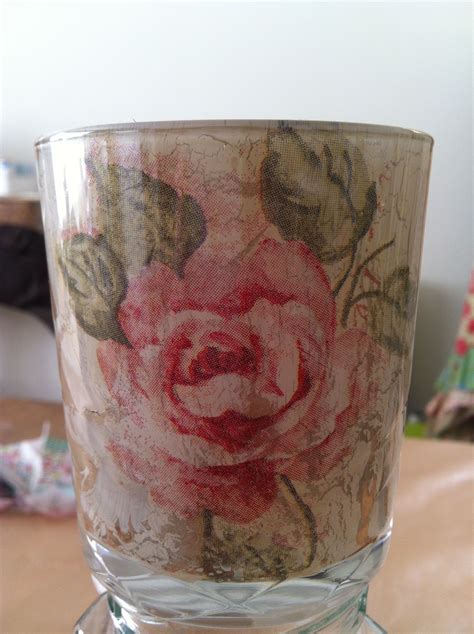 Glass with napkin, decoupage technique | Napkin decoupage, Decoupage ...