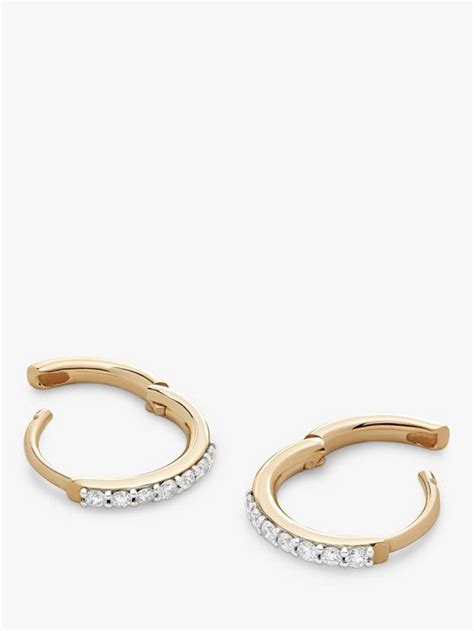 Monica Vinader 14ct Yellow Gold Diamond Huggies Hoop Earrings, Gold