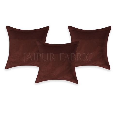 Brown Base Gota Work Red Border Velvet Floral Print Velvet Cushion Cov ...