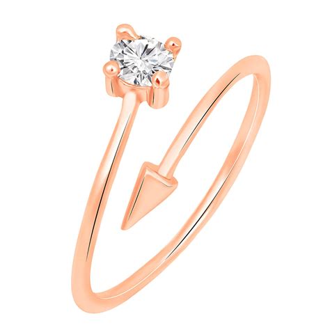 Mahi Rose Gold Plated Arrow Shaped Adjustable Finger Ring with Cubic ...