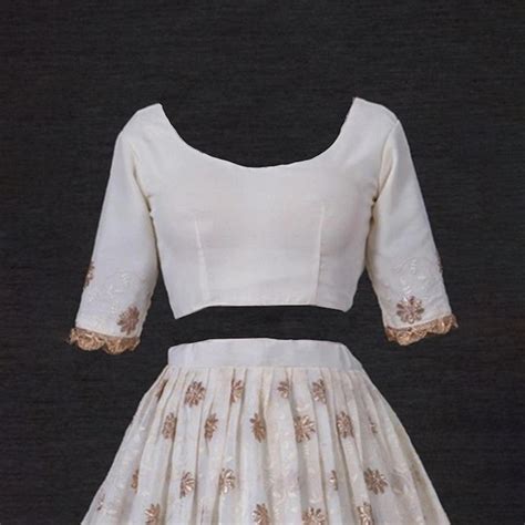 wavecolour | White & Gold-Toned Sequinned Semi-Stitched Lehenga ...