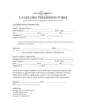 2011 OH Cleveland Public Power Landlord Permission Form - Blank ...