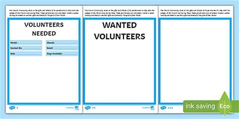 Catholic Volunteers Wanted Poster Template Worksheets
