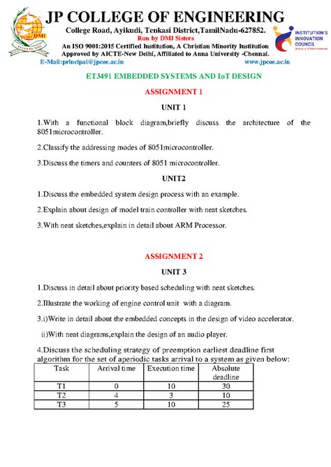 ET3491 Embedded Systems & IoT Design - Assignment 1 & 2 - Studocu