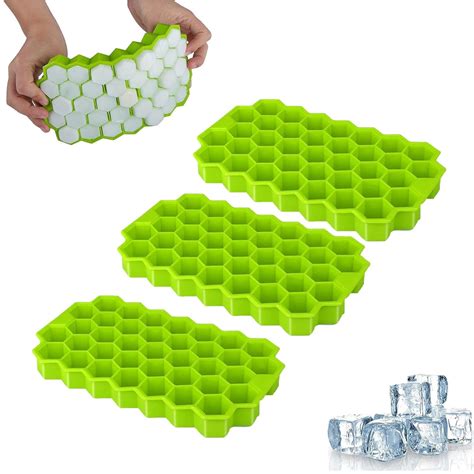 Buy E-COSMOS® Ice Cube Tray Silicone for Freezer Honeycomb 37 Cavity ...