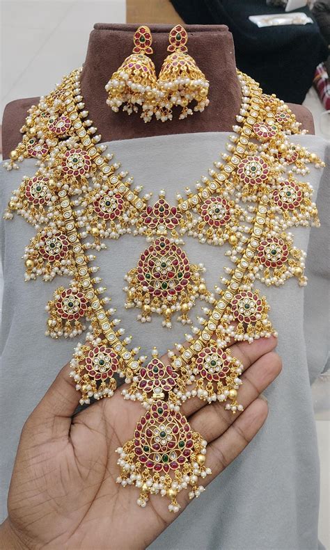 Nakshi Work with Kempu Stones Guttapusal Combo Set – Nakshatra Jewels