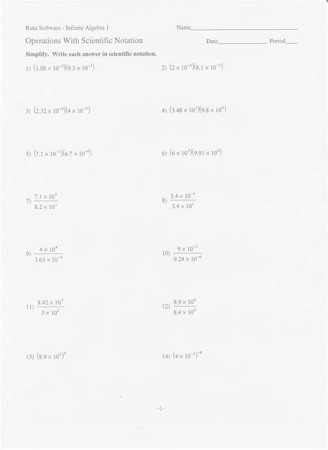 Multiplying In Scientific Notation Worksheet - Printable Word Searches