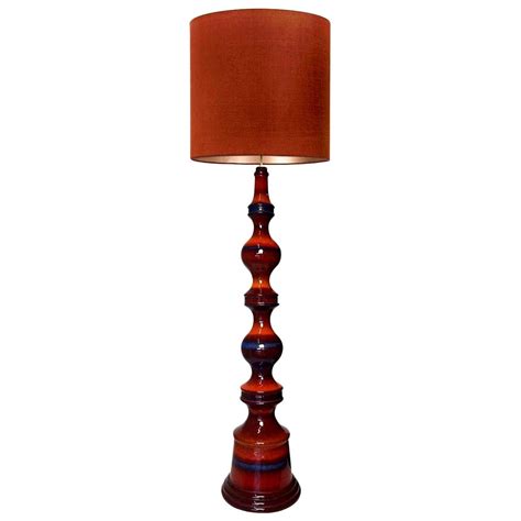 Extra Large Ceramic Floor Lamp with New Silk Custom Made Lampshade René ...