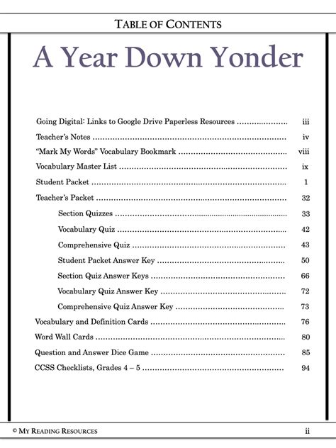 A Year Down Yonder Novel Study - My Reading Resources