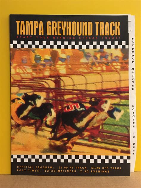 Greyhound Racing Program: 2001 Tampa dog track, FULL SIZE, Beautiful ...