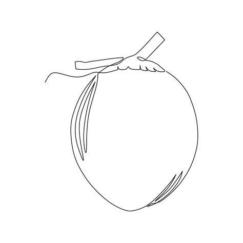 Continuous one line drawing of coconut fruit on white background ...