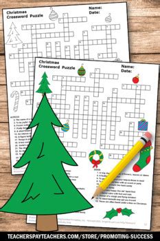 Secular Christmas Crossword Puzzle Vocabulary Worksheet ESL Morning Work