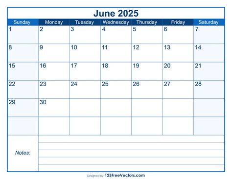 Free Download Free Printable June 2025 Calendar