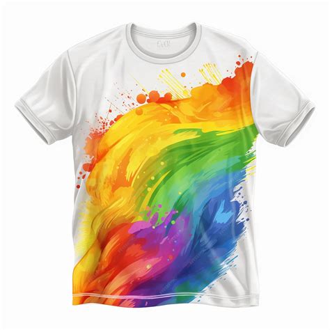 A white t - shirt with a rainbow design on it | Premium AI-generated image