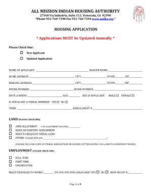 All Mission Indian Housing Authority - Fill Online, Printable, Fillable ...