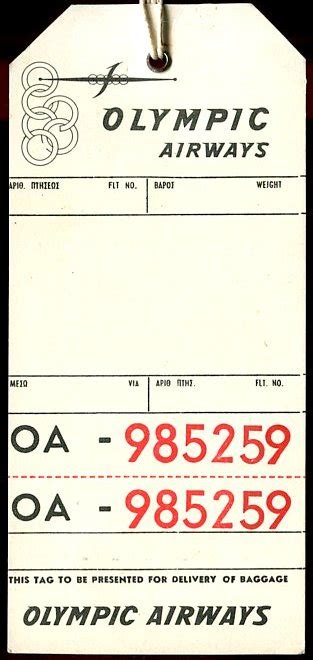OLYMPIC AIRWAYS BAGGAGE TAGS