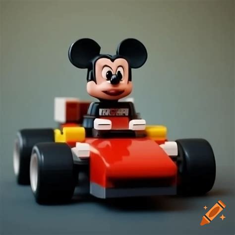 Mickey mouse in lego f1 car on Craiyon