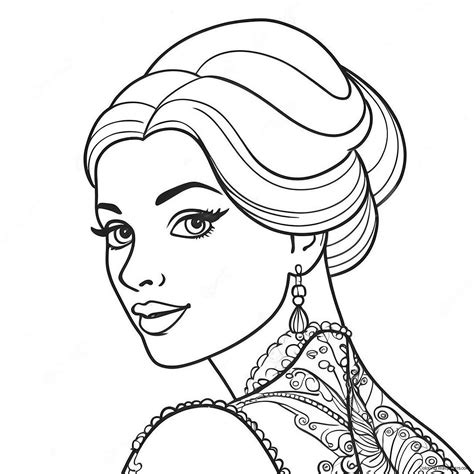 Elegant Coquette Girl Coloring Page (9711-7814)