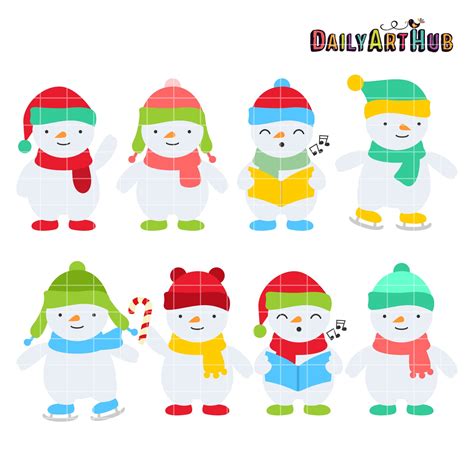 Cute Snowmen Clip Art Set – Daily Art Hub // Graphics, Alphabets & SVG