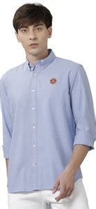 Double TWO Men Solid Casual Blue Shirt - Buy Double TWO Men Solid ...