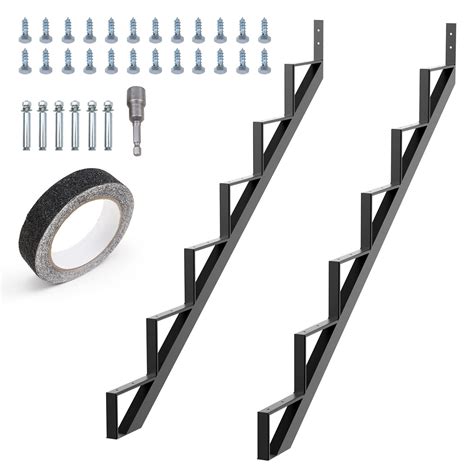 Steel Stair Step Riser -6 Step for Deck Height 49.4 Inches Metal Stair ...