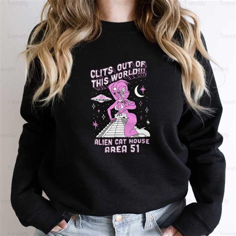 Funny Alien Cathouse Out of this World Sci-Fi Graphic Unisex Sweatshirt ...
