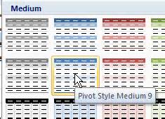Excel PivotTable Style Create 的图像结果