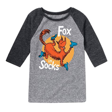 Dr. Seuss - Fox In Socks Jumping - Toddler & Youth Girls Raglan Graphic ...