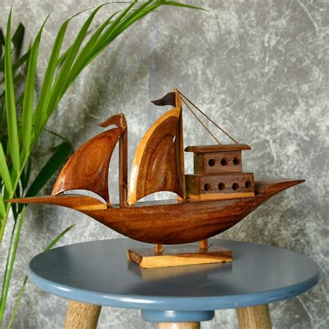 Shop Wooden Table Decor: Houseboat Figurine by Sowpeace