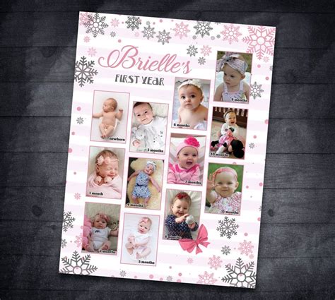 Buy First 12 Months Collage 1st Birthday Photo Poster First Year Photo ...