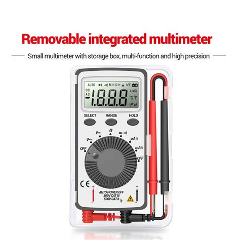 Multimeter: Mini Digital Pocket Meter Tester (White) with Plastic Case