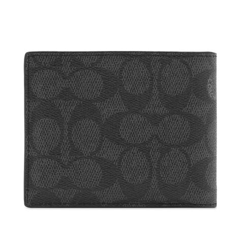 Coach Men's 3 in 1 Graphic Wallet in Charcoal Multi Signature Leather Coach