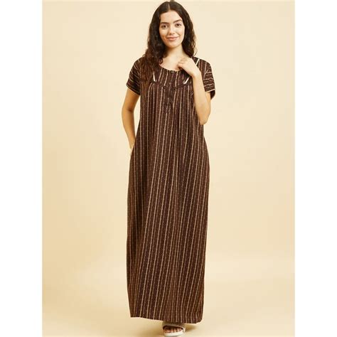 Buy Sweet Dreams Women Brown Printed Night Dress Online