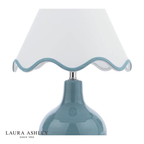 Laura Ashley Bramhope Table Lamp Blue Ceramic With Shade - Stillorgan Decor