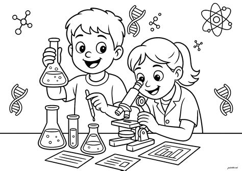 Scientific experiments - Science Coloring Pages
