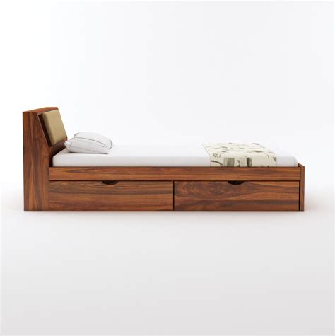 Mayor Solid Sheesham Wood Single Bed With Headboard and Drawer Storage ...