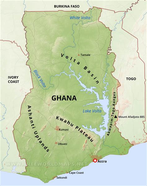 Ghana Physical Map