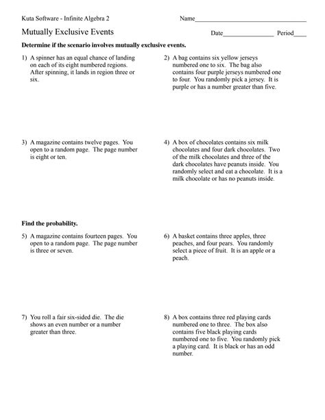 Image result for Mutually Exclusive Practice Problem