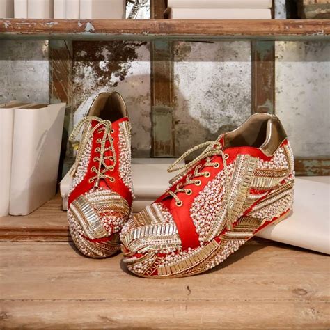 Red Bridal Sneaker Platform Wedges - Customized Wedding Sneakers ...