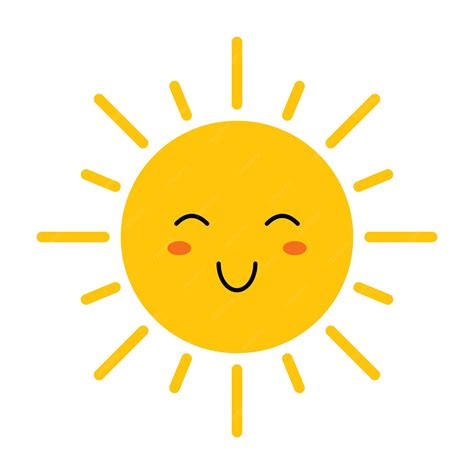 Vector cute sun with face funny smiling sun in flat design childish ...