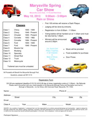 Fillable Online Car Show Registration Form 2013.pub Fax Email Print ...