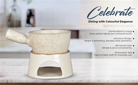 Buy MIAH Décor Md-01 Ceramic Round Fondue Set, 5 Inch, Multi-Color ...
