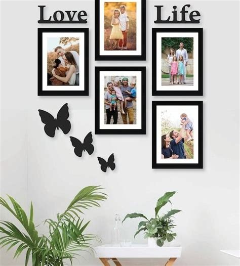 Set Of 4 Solid Family Tree Collage Photo Frames With 9 Plaques - Modern ...