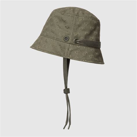 GG canvas bucket hat with tie in forest green | GUCCI® US