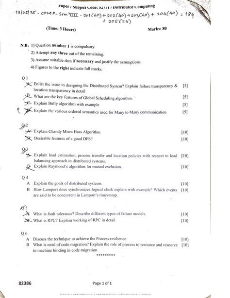 B.E Distributed Computing Sem 8 Final Exam Questions and Topics - Studocu