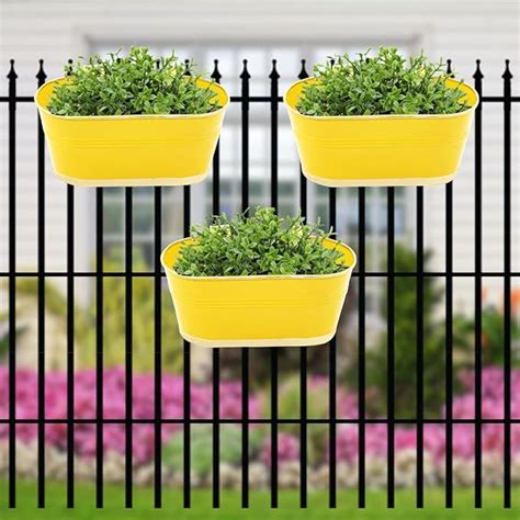 ecofynd 12 Inches Aurelia Railing Planters for Balcony, Hanging Pots ...